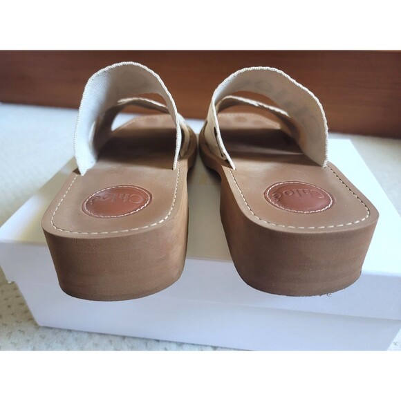 Chloe Woody Heeled Sole Slide Mule Sandals,  39 - Picture 6 of 11